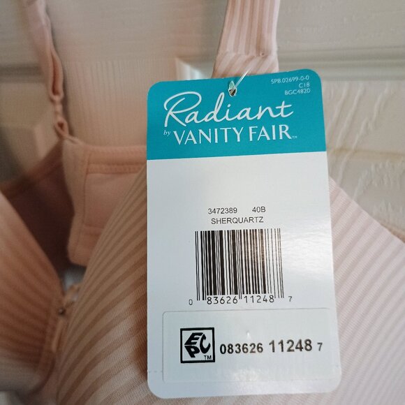 Vanity Fair Radiant Bra, 2 Way Convertable Straps, 40B, Flesh Tone, New W Tags - Picture 3 of 5